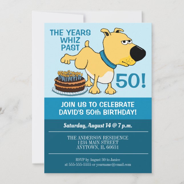 Invitation Fantaisie de chien sur le gâteau fête d'anniversai (Devant)