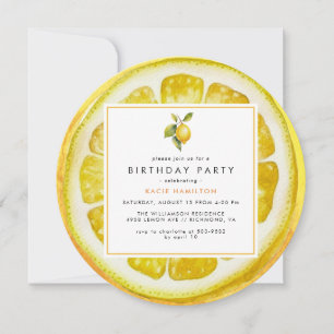Invitation Fantaisie de citron   Citrus jaune vif Anniversair