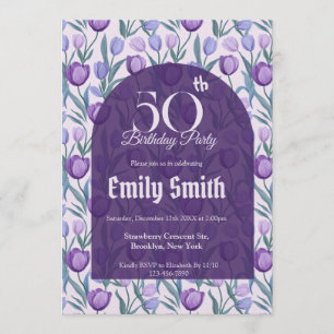 Invitation Fantaisie de tulipe bohème pour anniversaire en pl