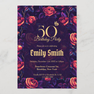 Invitation Fantaisie d'épouse d'anniversaire de rose colorée