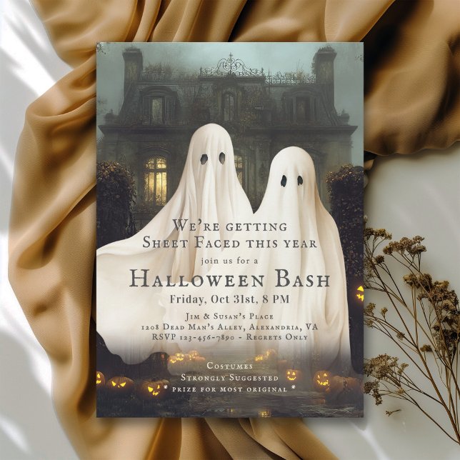 Invitation Fantaisie Fantômes Façonnés Fête d'Halloween (Available in both printed and instant download digital formats.)