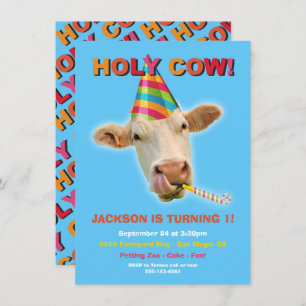 Invitation Fantaisie fête d'anniversaire de la vache sainte