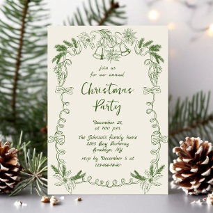 Invitation Fantaisie Main dessinée Whimsical Noël Fête