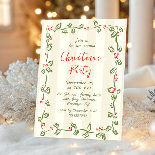 Invitation Fantaisie Main dessinée Whimsical Noël Fête