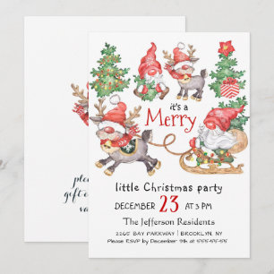 Invitation Fantaisie Père Noël Gnomes Merry Christmas Little 