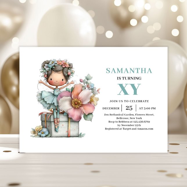 Invitation Fantaisie pour le 1er Anniversaire de l (Magical Fairy Girl 1st Birthday Whimsy Cute invitation)