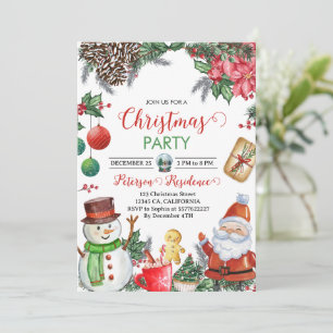 Invitation Fantaisie Vintage Père Noël Christmas Party