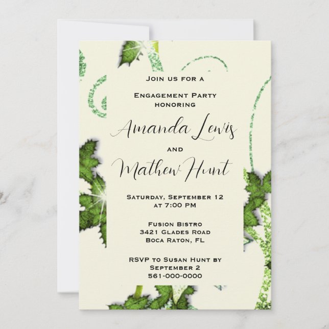 Invitation fantaisiste avec paillettes pour une fê (Devant)