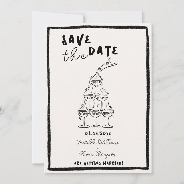 Invitation fantaisiste de mise en mémoire de date (Devant)