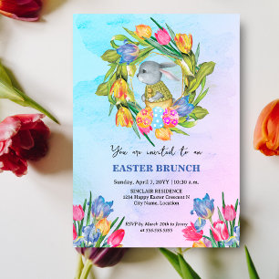 Invitation fantaisiste de Pâques aux œufs, tulipes