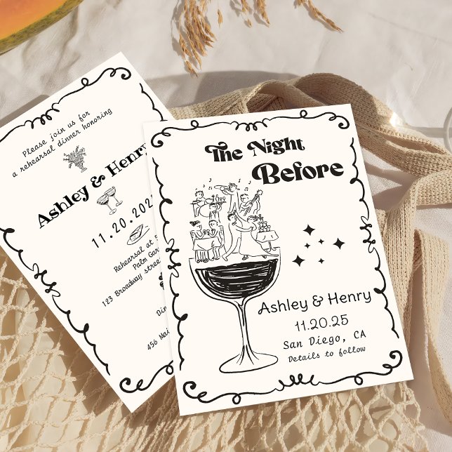 Invitation Fantaisiste Dessinée à la Main Excentrique La Nuit (Créateur téléchargé)