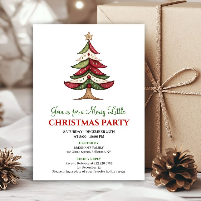 Invitation fantaisiste et cosy pour un événement d (Cozy whimsical Christmas tree winter event invite)