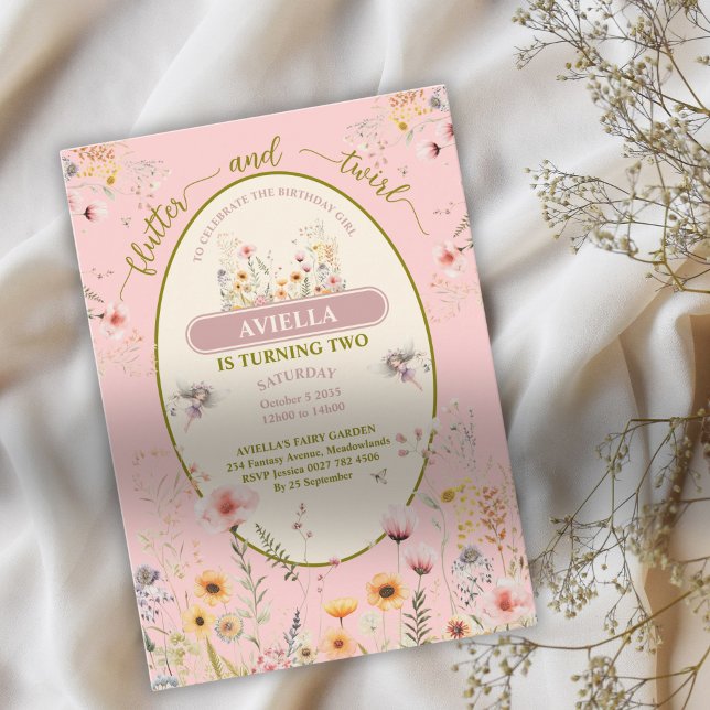 Invitation fantaisiste pour filles aux fleurs sauv (Créateur téléchargé)