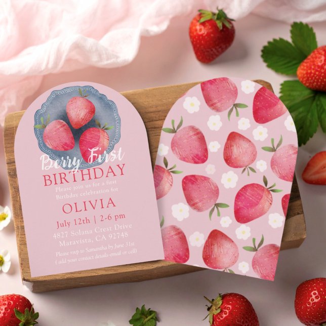 Invitation Fantaisiste Rouge et Rose pour 1er Anni (Créateur téléchargé)