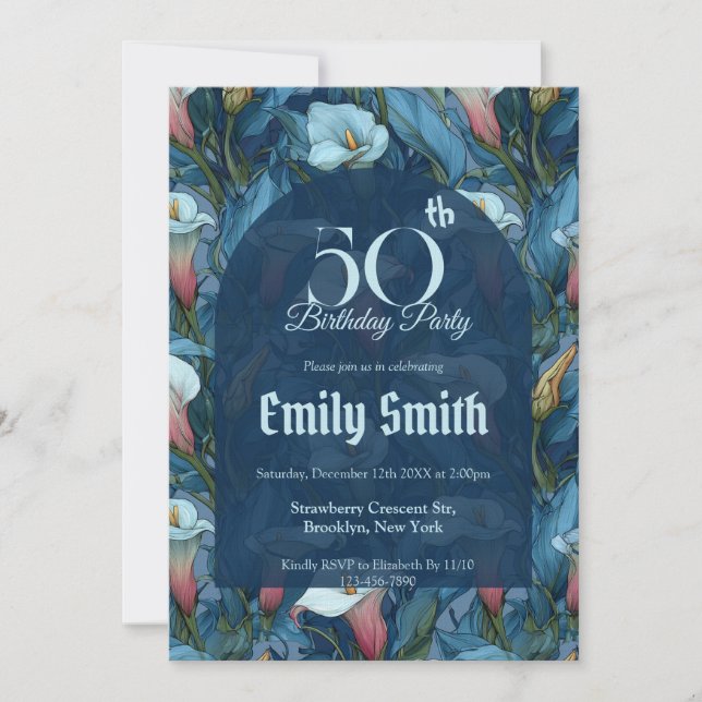 Invitation Fantasie de lys élégants pour une fête d'été (Devant)