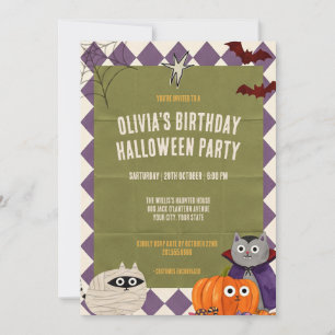 Invitation Fantasie Méchante Halloween Anniversaire Sorcière 