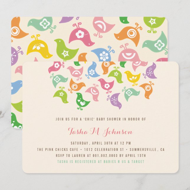 Invitation Fantasque Baby Shower Chic Moderne pour Naissance (Devant / Derrière)