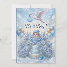 Fantasque C'est un Garçon Baby Shower Stork