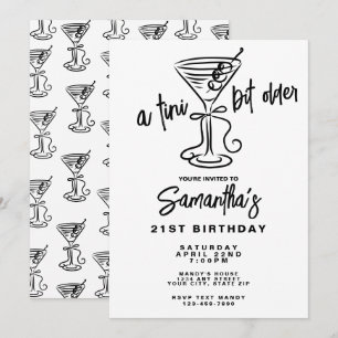 Invitation Fantasque Doodle Un Peu Plus Âgé 21e Anniversaire