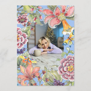 Invitation Fantastique 50 Tropical Floral Blue 50e anniversai