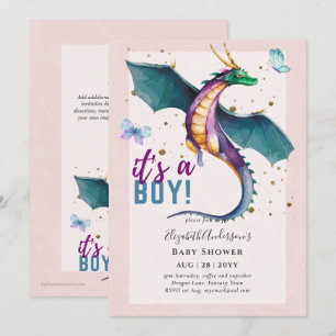 Invitation Fantastique DRAGON Thème Baby Boy Shower Révélatio