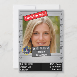 Invitation Fantastique Police Femme Mugshot Anniversaire Plai