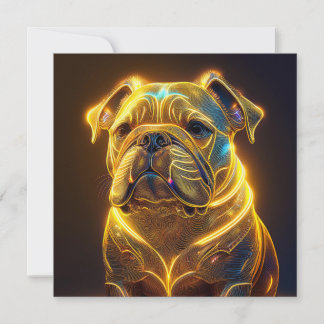 Invitation Fantasy Image Neon Yellow English Bulldog