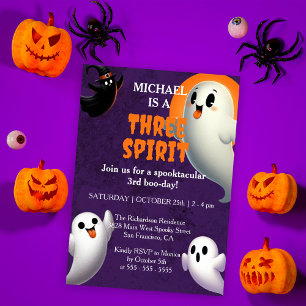 Invitation Fantôme Amical Trois Esprits Halloween 3ème Annive