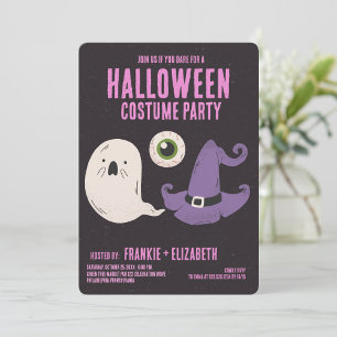 Invitation Fantôme Avec Sorcière Halloween Costume Party