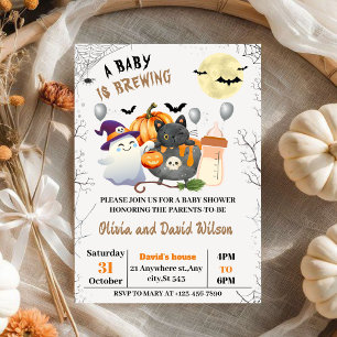 Invitation Fantôme, Chat noir, Citrouille : Baby shower d'Hal