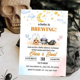 Invitation Fantôme, Ciel Lune, Baby shower d'Halloween lunair