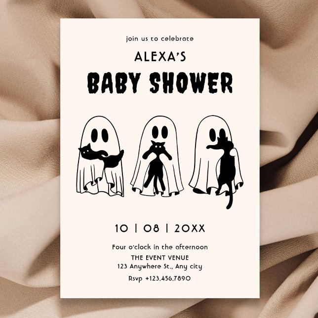 Invitation fantôme de chat noir bébé drôle showering (Créateur téléchargé)