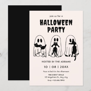 Invitation fantôme de chat noir halloween