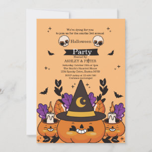 Invitation fantôme de citrouille pour fête d'Hallo