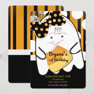 Invitation Fantôme de fille mignonne Halloween Fête d'anniver