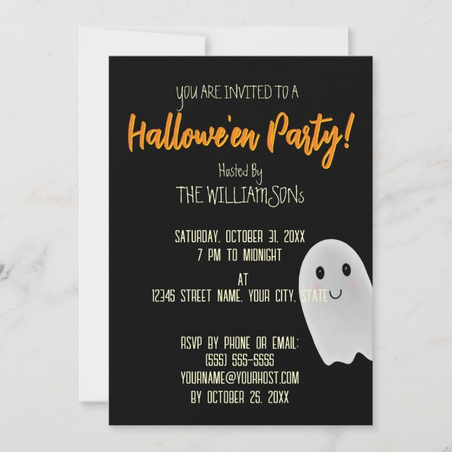 Invitation Fantôme d'Halloween (Devant)