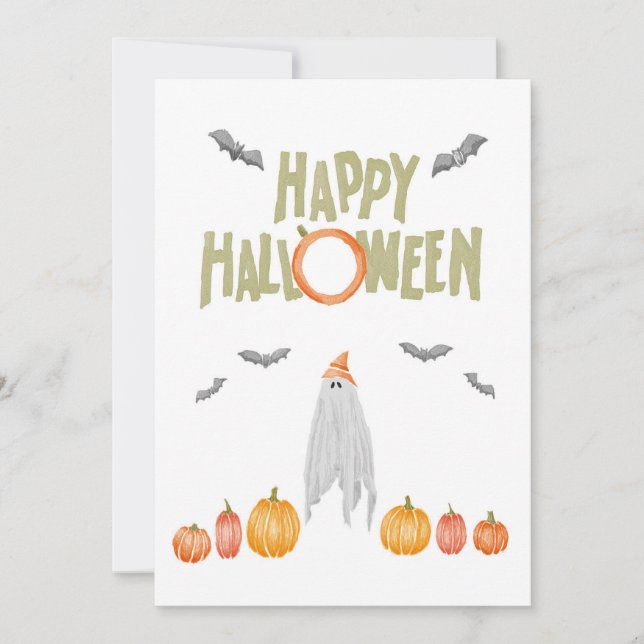 Invitation Fantôme d'Halloween à l'aquarelle  (Devant)