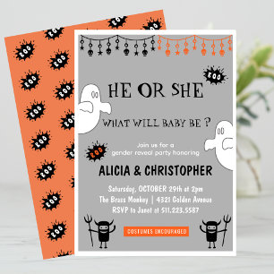 Invitation Fantôme Gris Octobre  Révélation du sexe d'Hallowe