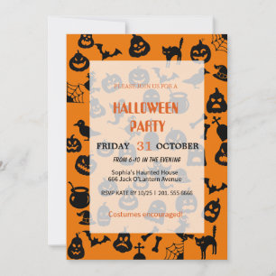 Invitation Fantôme mignon et Halloween Citrouille