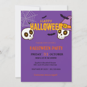 Invitation Fantôme mignon et Halloween Citrouille