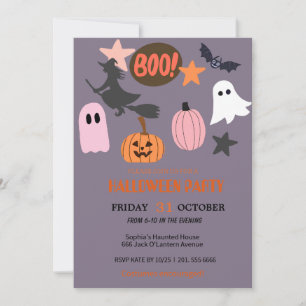 Invitation Fantôme mignon et Halloween Citrouille