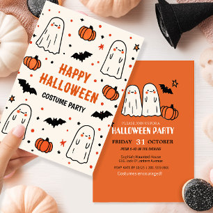 Invitation Fantôme mignon et Halloween Citrouille