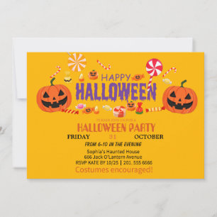 Invitation Fantôme mignon et Halloween Citrouille