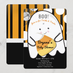Invitation Fantôme Mignon Halloween Bébé Fête Prénatale Enfan