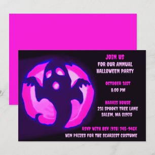 Invitation Fantôme noir rose Éffrayant Halloween Ghoost