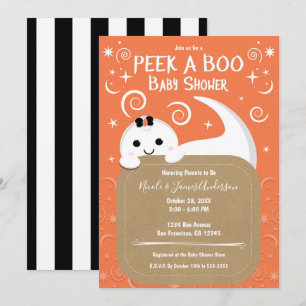 Invitation Fantôme Orange Peek A Boo Halloween Shower Bébé