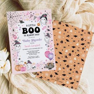 Invitation Fantôme rose Halloween Baby shower fille Boo