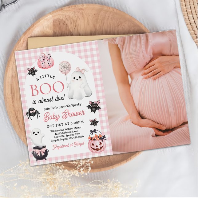 Invitation Fantôme rose Halloween Baby shower fille photo (Créateur téléchargé)