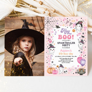 Invitation Fantôme rose Spooktaculaire Halloween Fille Annive