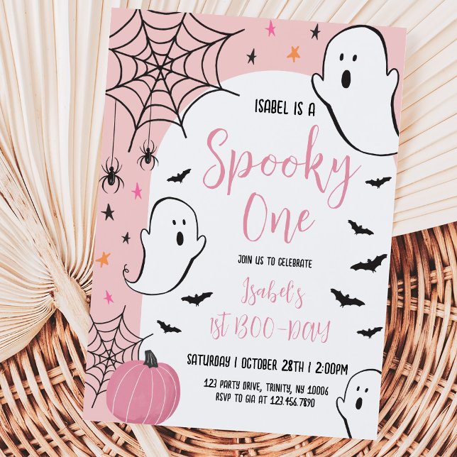 Invitation Fantôme Rose Un Spooky Anniversaire Halloween (Créateur téléchargé)